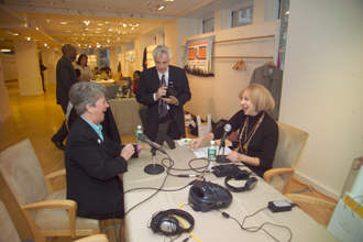 The Honorable Diane M. Stuart, Director, Office on Violence Against Women (OVW) discusses domestic violence with hosts at Talk Radio Row in New York City.