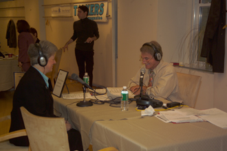 The Honorable Diane M. Stuart, Director, Office on Violence Against Women (OVW) discusses domestic violence with hosts at Talk Radio Row in New York City.