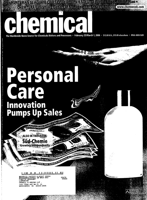 Front cover of Chemical magazine, February22/March 1, 2006 issue