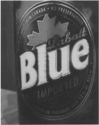 Exhibit A: Image of a  Labatt Blue Imported beer bottle.