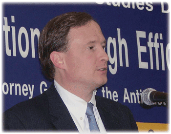 Thomas O. Barnett, Assistant Attorney General, speaks at Yonsei University in Seoul, Korea.