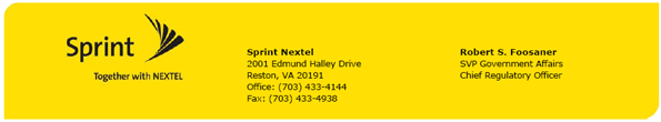Banner with Sprint's logo, address, and contact information