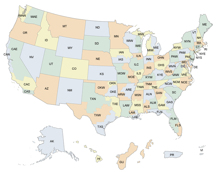 Map of United States Districts