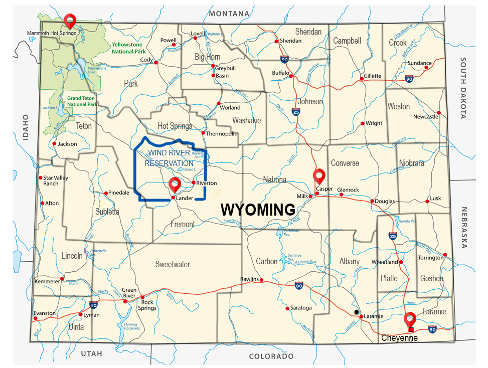 Map of the District of Wyoming