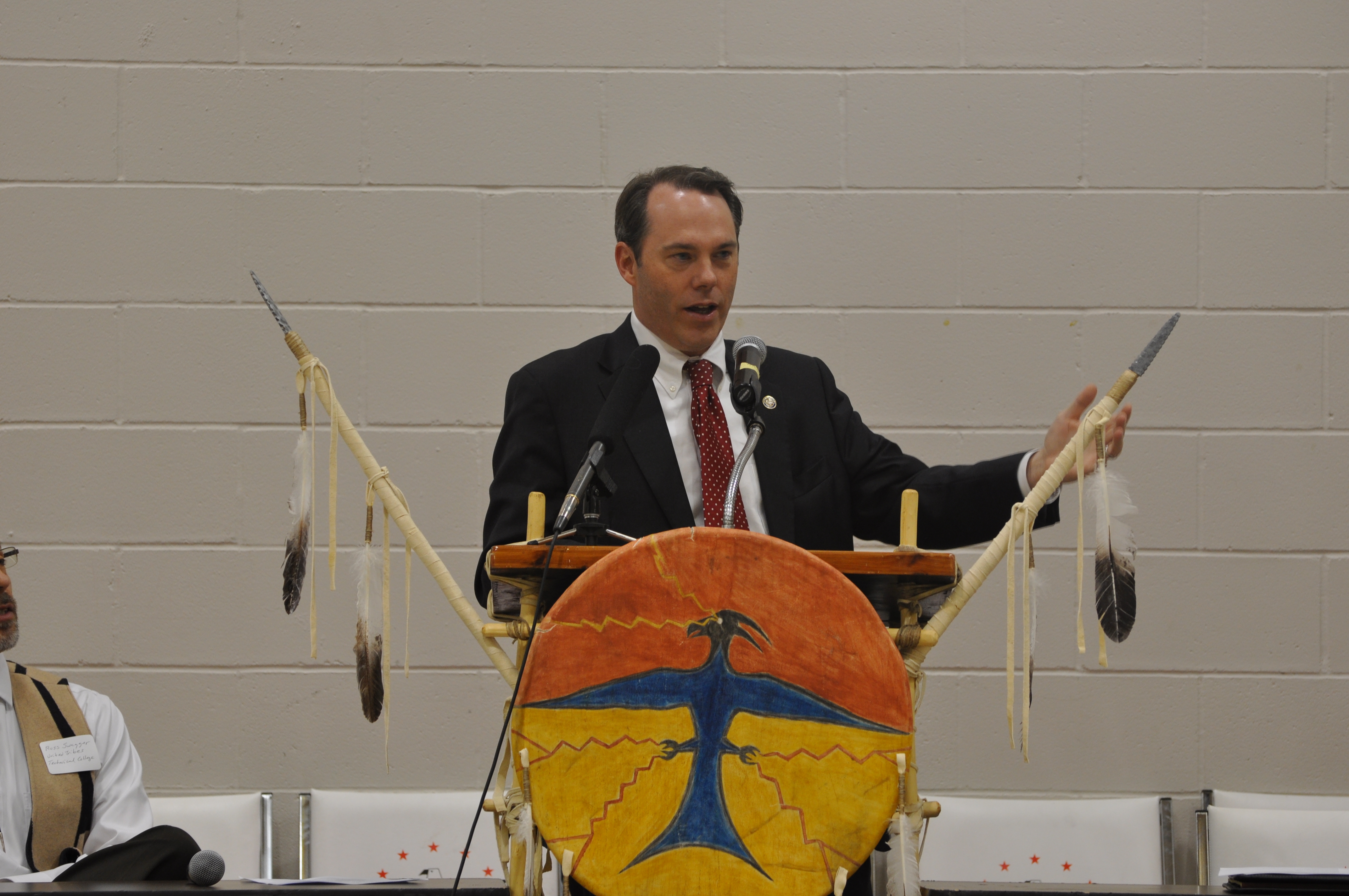 U.S. Attorney Tim Purdon speaks about 'One Year in Indian Country' at the Tribal Consultation Conference in Bismarck, N.D.