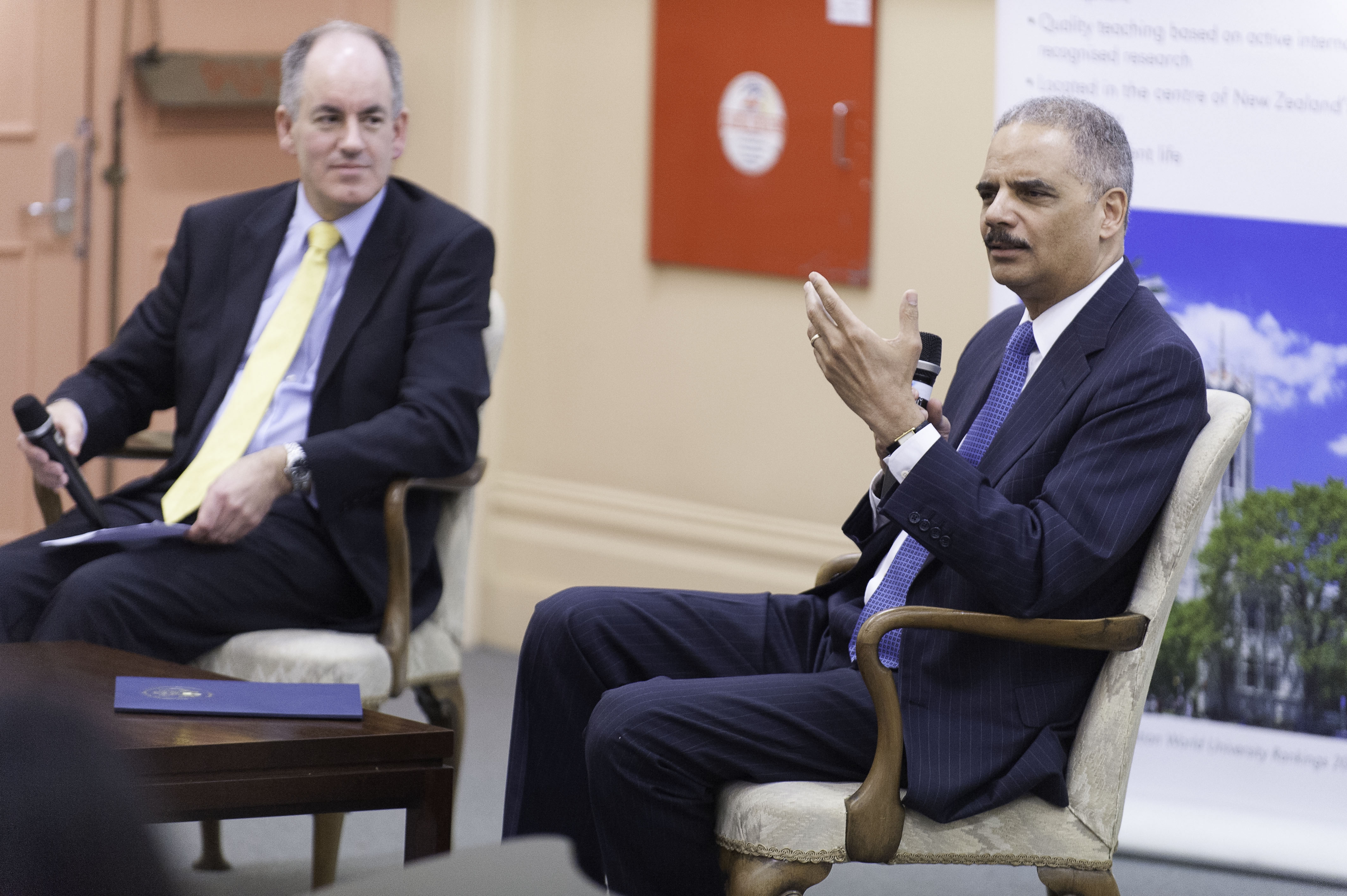 Attorney General Holder takes questions from University of Auckland School of Law students.