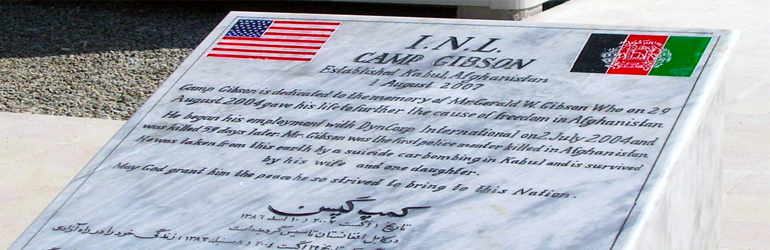 August 29, 2004. Kabul- Memorial for a U.S. citizen killed from a car bomb in Kabul, Afghanistan.