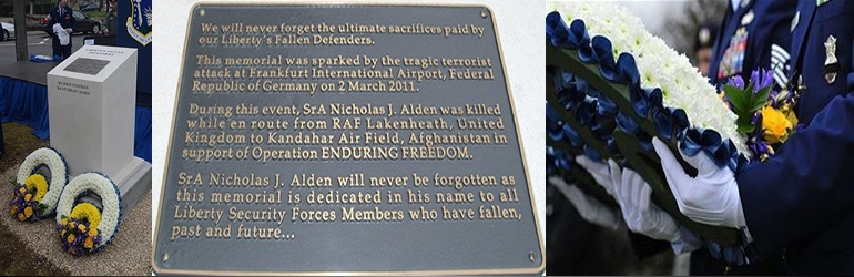 March 2, 2011. Lakenheath - Memorial for a Senior Airman killed in the shooting of a U.S. Air Force bus at the Frankfurt Airport