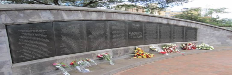 August 7, 1998. Nairobi - Memorial for the victims of the U.S. Embassy Bombing in Nairobi, Kenya. 