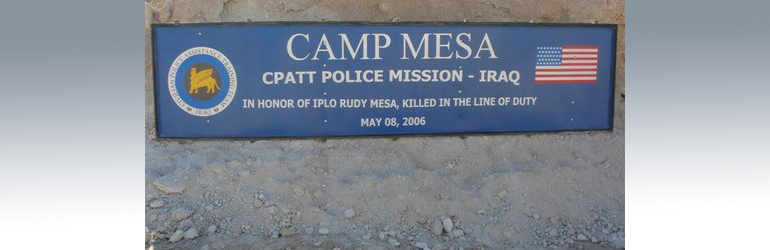 May 8, 2006. Iraq - Memorial for a U.S. Police Liaison Officer killed in an IED explosion near Rustamiyah.