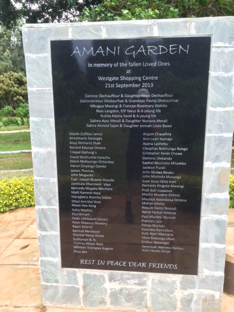Kenya - Memorial for the victims of the armed attack in Nairobi.