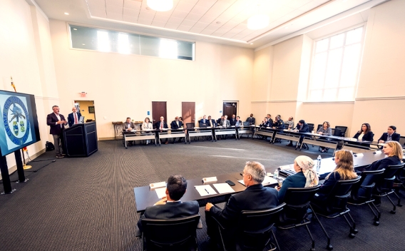 Deputy Attorney General Lisa O. Monaco participates in a roundtable discussion with state, local, and federal law enforcement leaders.