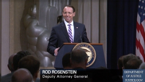 Picture of Former Deputy Attorney General Rod Rosenstein at His Farewell Speech