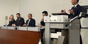 United States Attorney Martin Estrada during panel discussion at UCLA Law School