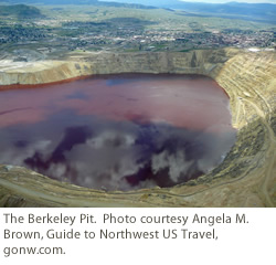 The Berkeley Pit.  Photo courtesy Angela M. Brown, Guide to Northwest US Travel, gonw.com.