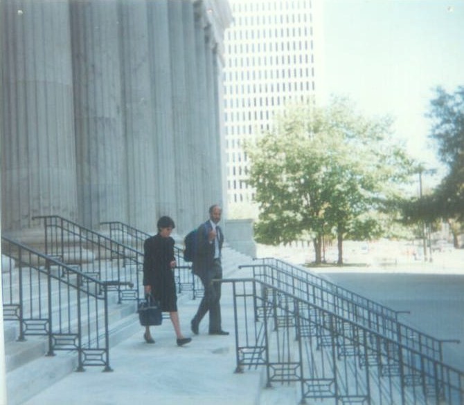 Billy Lazarus and Ellen Durkee leaving Tenth Circuit after argument.