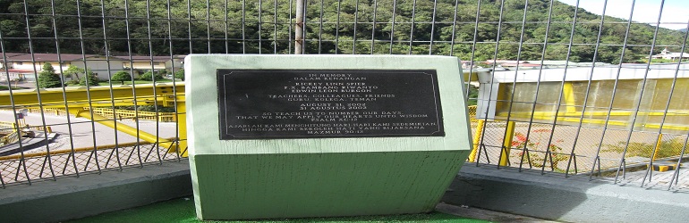 Timika - Memorial on school grounds for the victims of an armed attack in Papua Province, Indonesia on August 31, 2002
