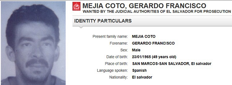 Salvadoran national, Gerardo Francisco Mejia Coto, captured