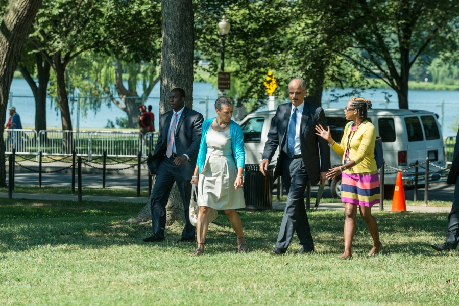 Attorney General Holder arrives with his wife, Dr. Sharon Malone Attorney General Holder arrives with his wife, Dr. Sharon Malone