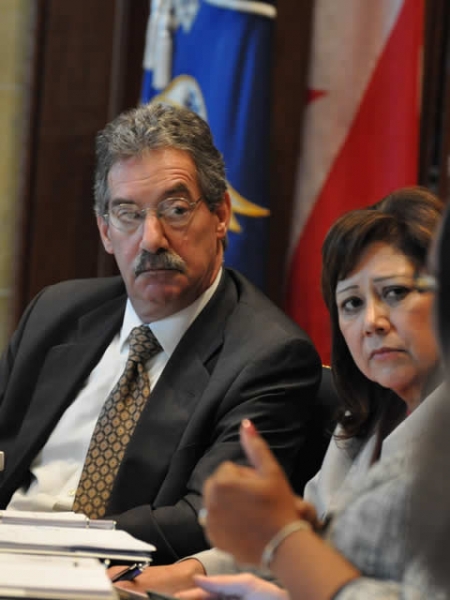 Deputy Attorney General James Cole and Secretary Hilda Solis listen during the meeting led by Attorney General Holder. Deputy Attorney General James Cole and Secretary Hilda Solis listen during the meeting led by Attorney General Holder.
