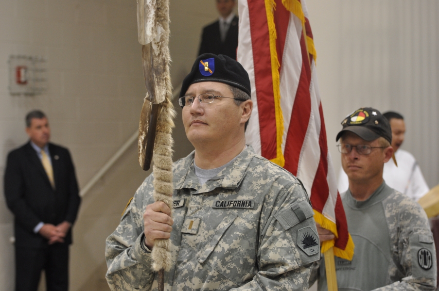 The United Tribes Technical College Honor Guard opens the 2nd Annual U.S. Attorney's Tribal Consultation Conference with a presentation of the colors while the Wise Spirit Singers, United Tribes Technical College Drum group performs. The UTTC Honor Guard opens the 2nd Annual U.S. Attorney's Tribal Consultation Conference.