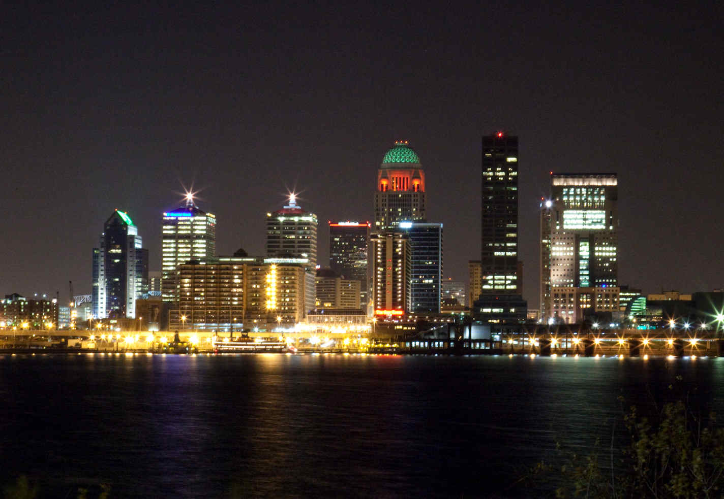 Downtown Louisville skyline at night