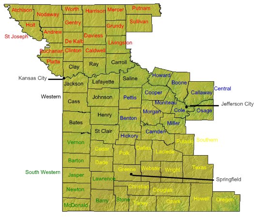 Map Of Kansas And Missouri. Western District of Missouri