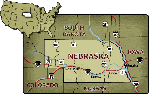 Nebraska  on Nebraska Map