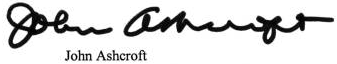 John Aschorft Signiture