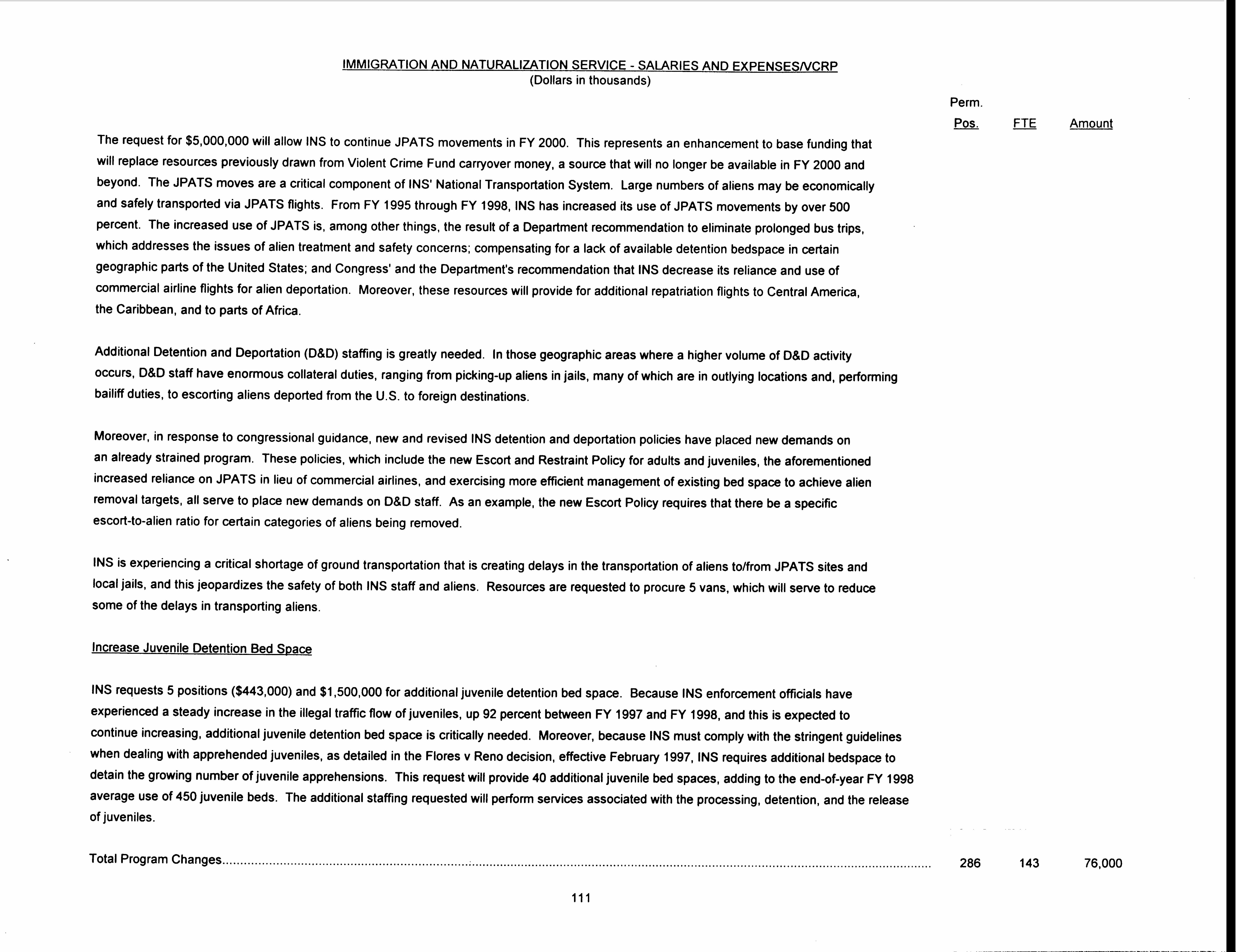 Immigration and Naturalization Service: Salaries and Expenses
