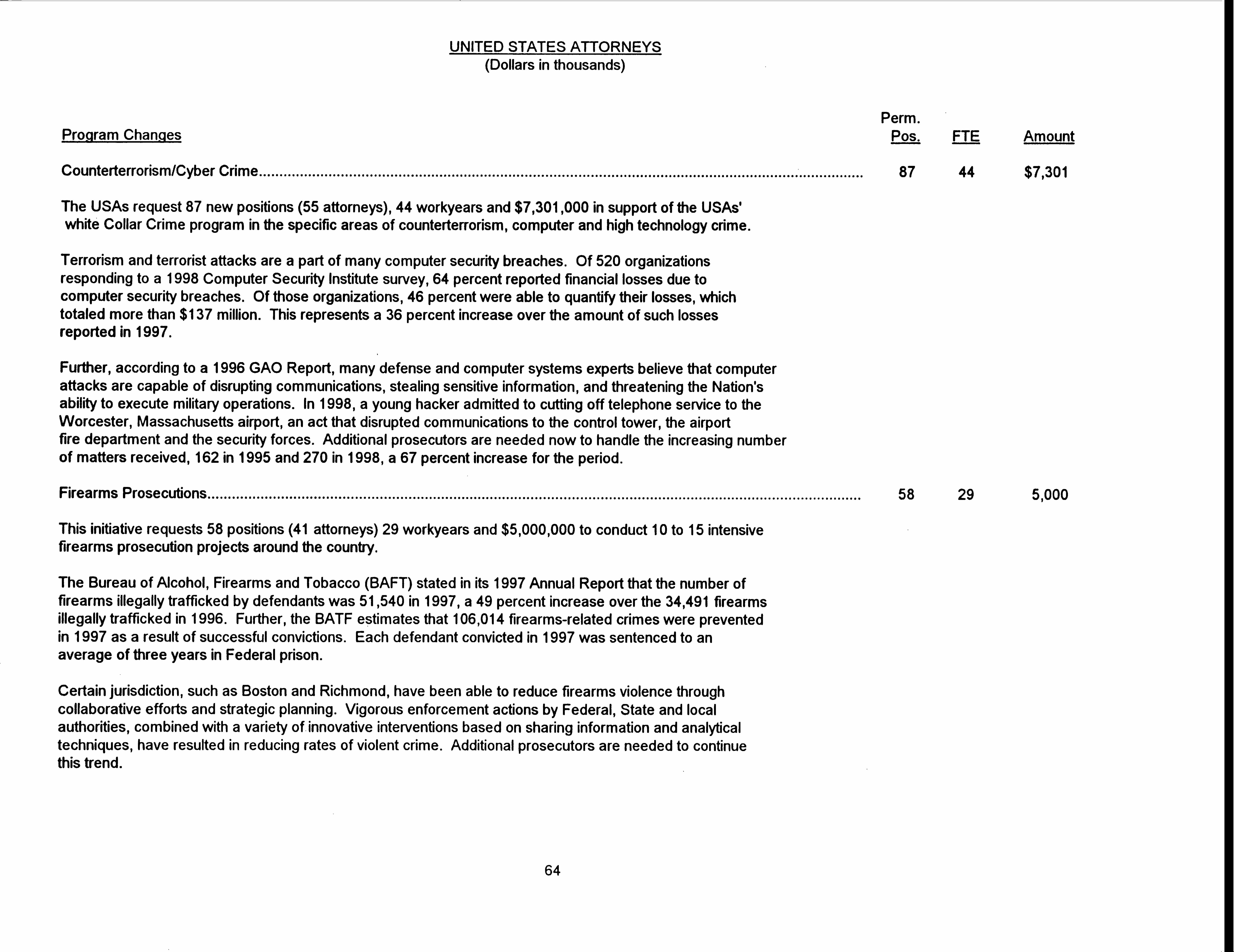 U.S. Attorneys: Salaries and Expenses