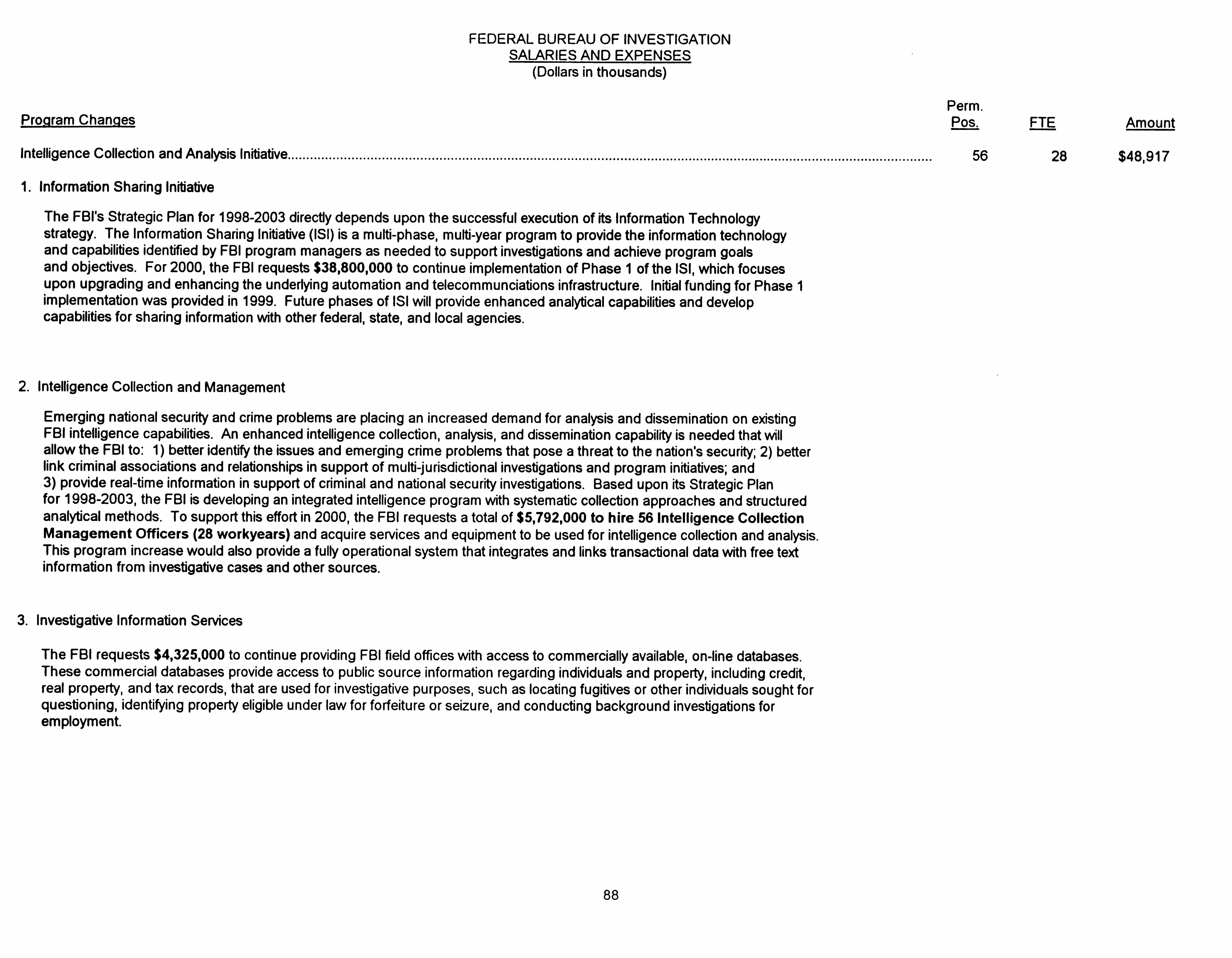 Federal Bureau of Investigation: Salaries and Expenses
