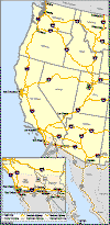 Link to map showing major highways, railroad lines, and border crossings along the Southern California border.