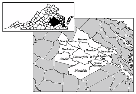 Map of central Virginia.