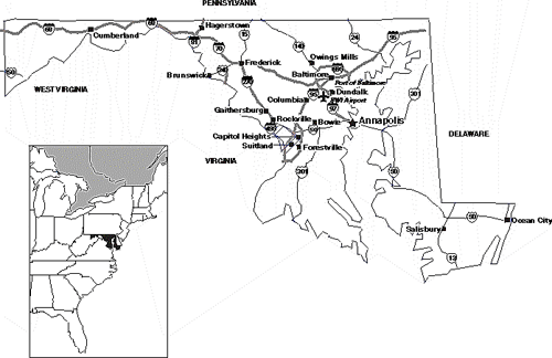Map of Maryland.