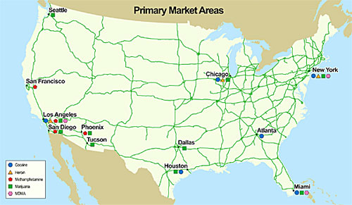 U.S. map showing the Primary Market Areas.