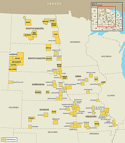 High Intensity Drug Trafficking Area Map
