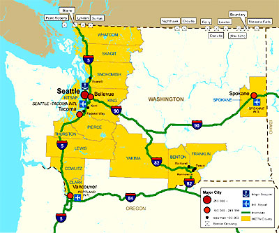 Map showing the Northwest HIDTA transportation infrastructure.