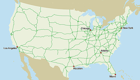 Map ot the U.S. showing Atlanta, Chicago, Houston, Los Angeles, Miami, and New York as Primary Market Areas for cocaine.