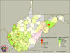 Map showing the number of outdoor cannabis plants eradicated and sites seized in West Virginia, by County, in 2008.