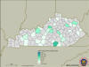Map showing the number of indoor cannabis plants eradicated in Kentucky, by County, in 2008.