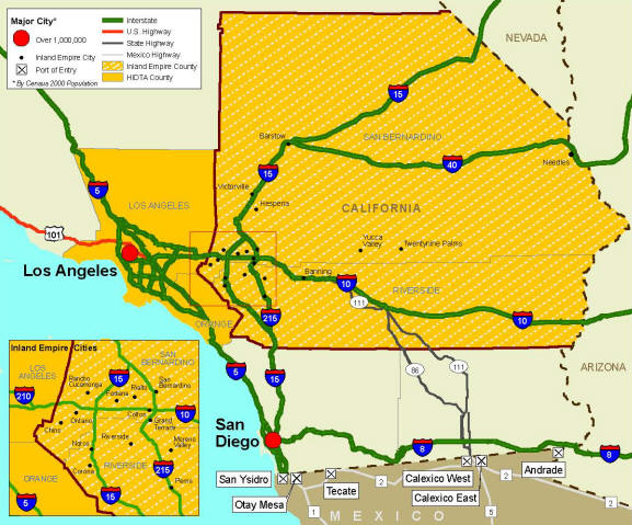 The Los Angeles HIDTA region is composed of Los Angeles, Orange, Riverside, and San Bernardino Counties.