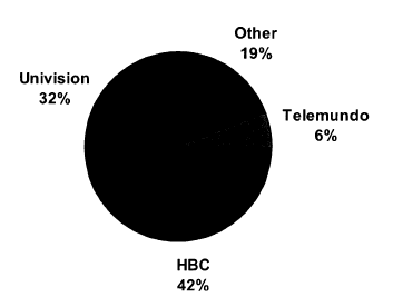 Pie Chart of 2002 Spanish-Language Broadcast Advertising Revenues for Houston