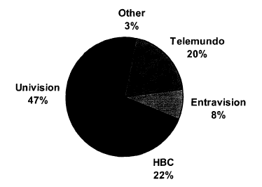 Pie Chart of 2002 Spanish-Language Broadcast Advertising Revenues for Dallas/Ft Worth