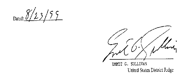 Signature date and Signature of Emmet G. Sullivan, U.S. District Judge