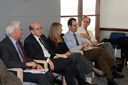 (L-R) Chief Counsel for Competition Policy and Intergovernmental Relations Gene Kimmelman, Deputy Assistant Attorney General William Cavanaugh, Economic Regulatory Section Chief Elizabeth Armington, Deputy Assistant Attorney General Philip Weiser, and Deputy Assistant Attorney General Carl Shapiro at an Antitrust Division meeting.