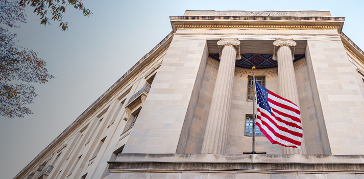 DOJ Building and Flag