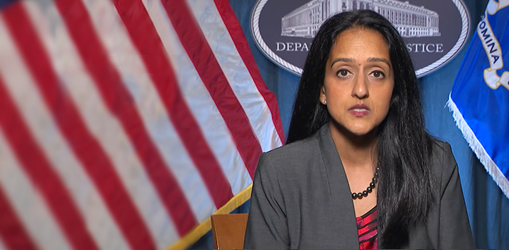 ASG Vanita Gupta in screengrab from video announcing Reproductive Rights Task Force
