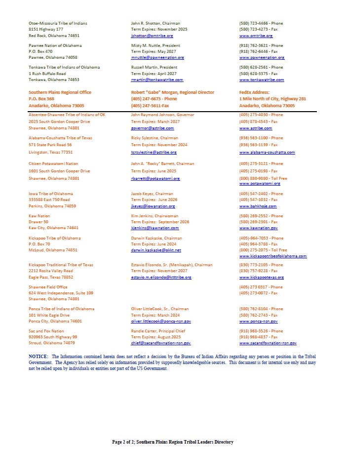 Tribal Leadership Directory page 2