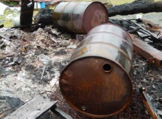 Barrel that sprayed hazardous waste on employee